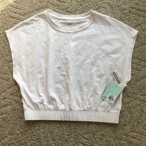 Womens White Cinched Hem Tee NWT